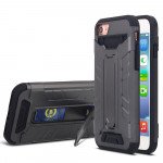 Wholesale iPhone 7 Plus Card Slot Hybrid Case with Stand (Black)
